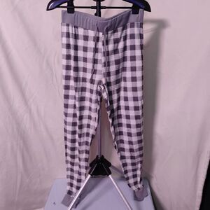 Serra Gray & White Buffalo Plaid Textured Jogger Pants Size Large